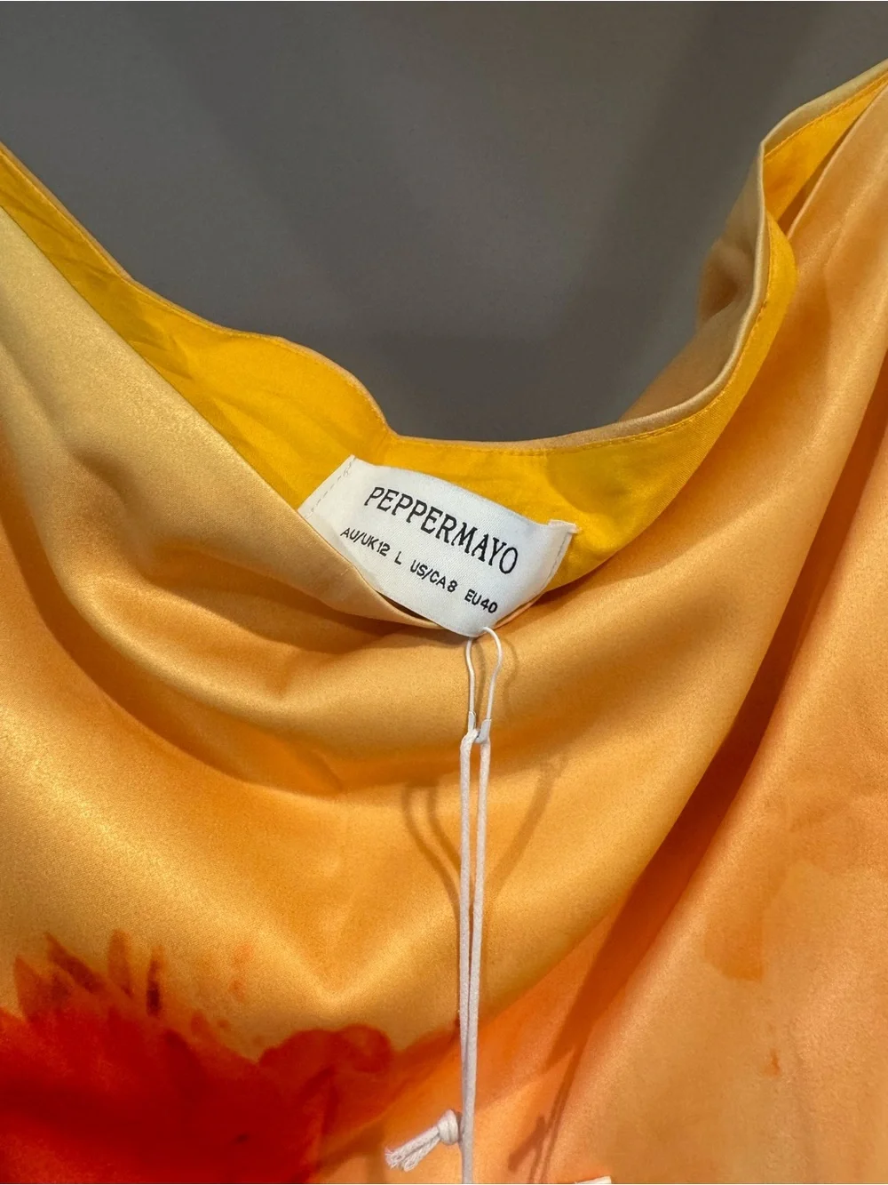 Peppermayo Yellow Orange Floral Maxi Skirt with Pink Print - Picture 3 of 6